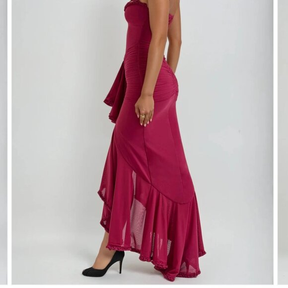 Solene Ruffle Maxi Dress - Wine - Picture 3 of 4